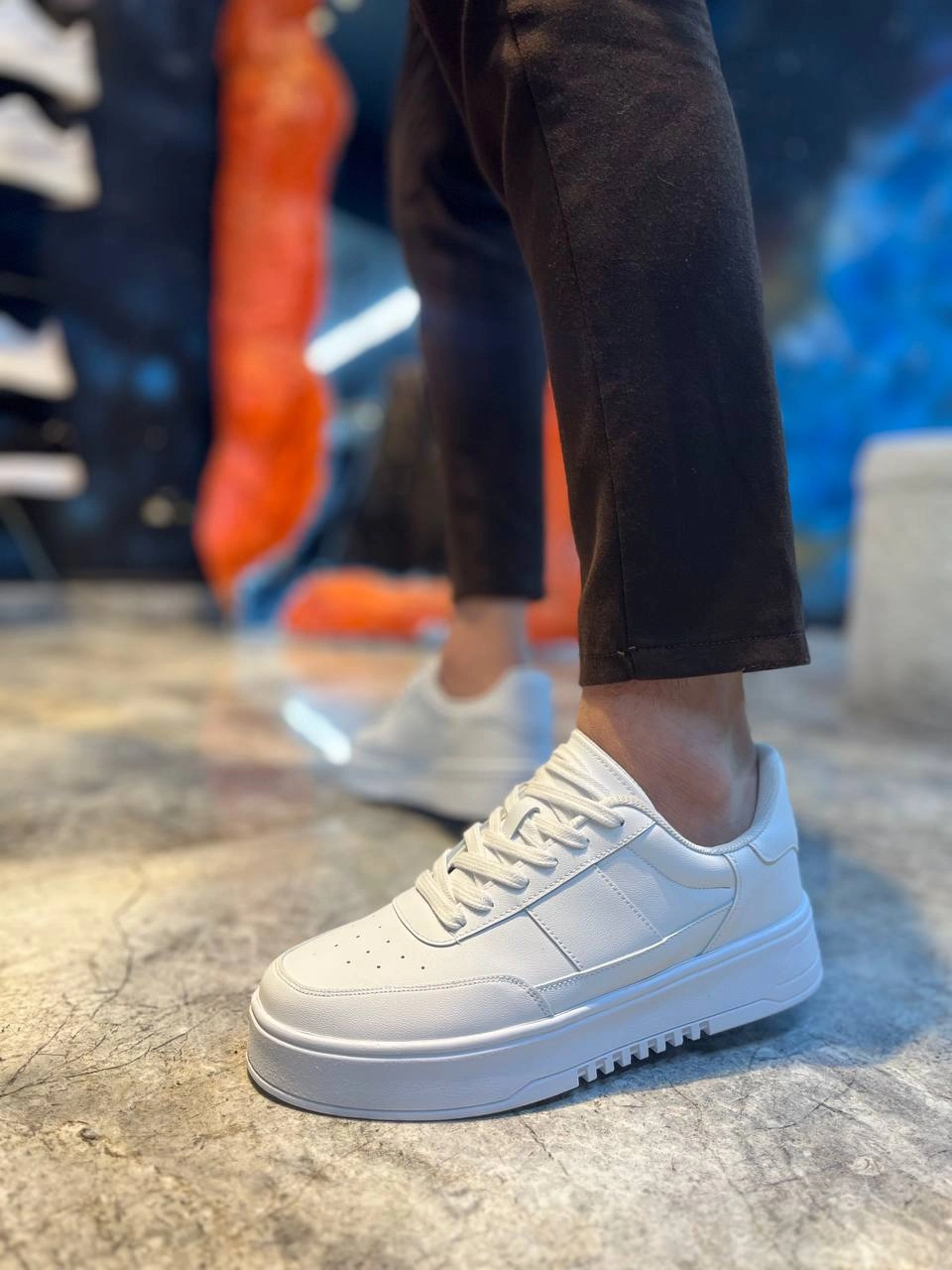 ZRK-N2 Yüksek Kalite Kalın Taban Beyaz Comfort Erkek Sneaker
