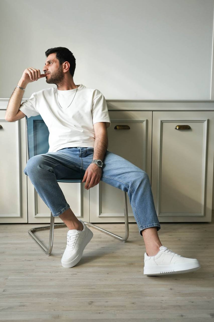 ZRK-N2 Yüksek Kalite Beyaz Kalın Taban Erkek Sneaker