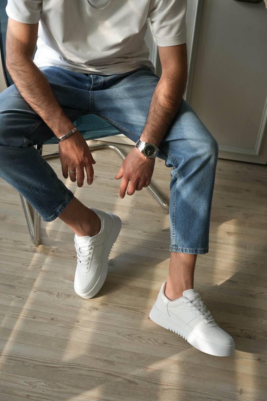 ZRK-N2 Yüksek Kalite Beyaz Kalın Taban Erkek Sneaker