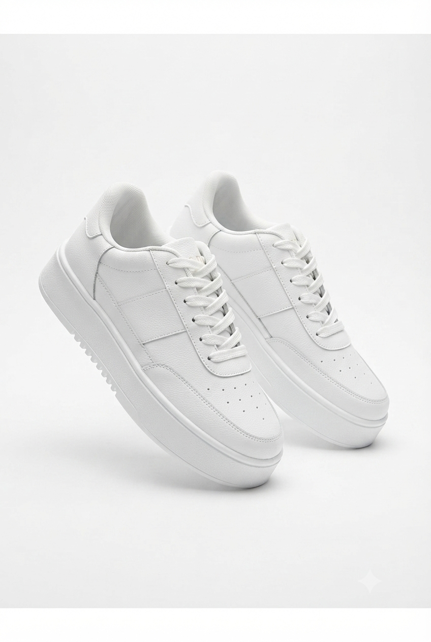 ZRK-N2 Yüksek Kalite Beyaz Kalın Taban Erkek Sneaker