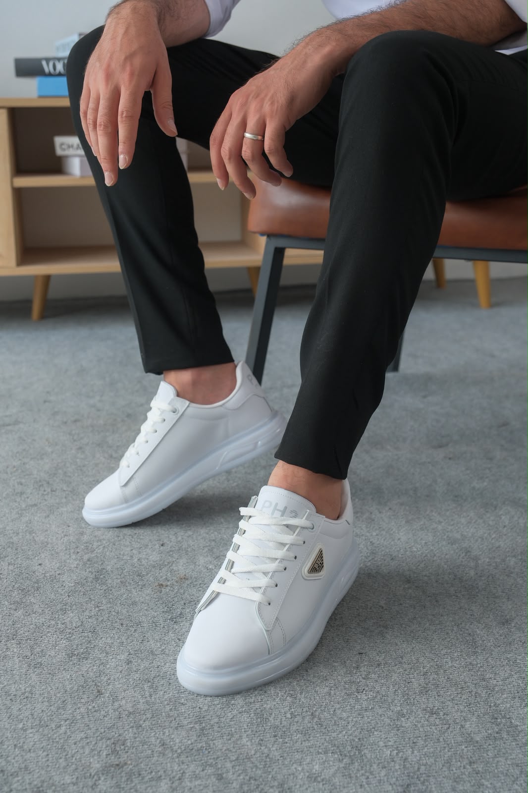 ZRK-PH2 Premium Yüksek Kalite Beyaz Jel Taban Bağcıklı Günlük Erkek Sneakers