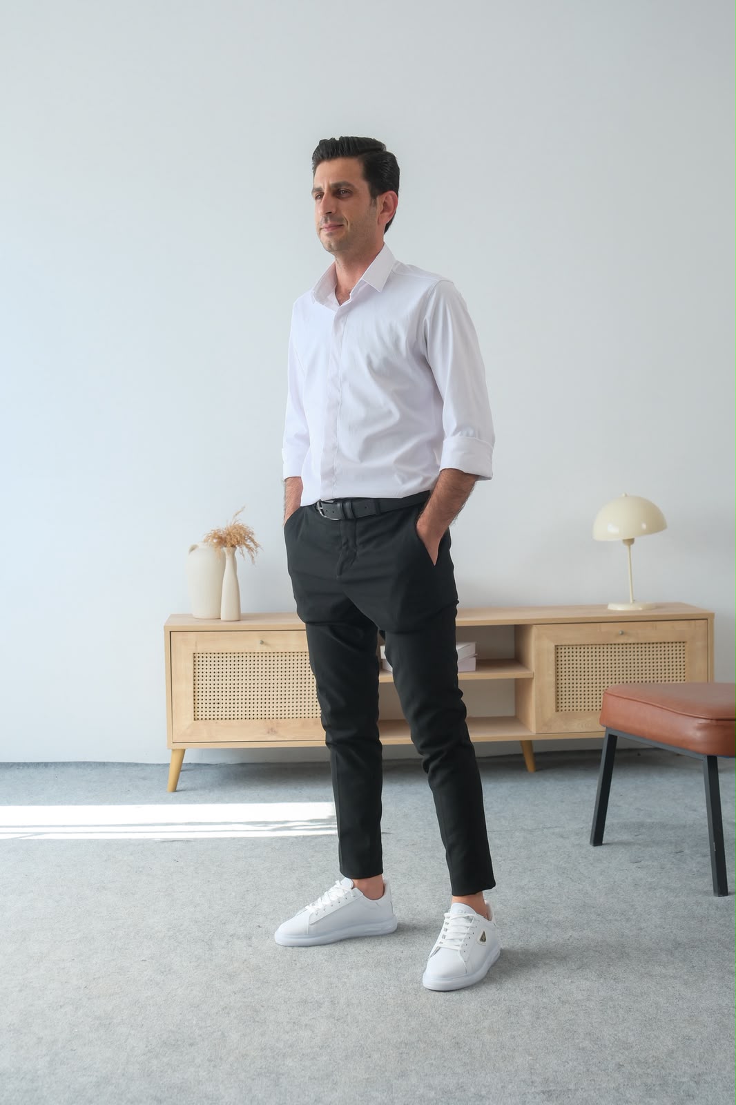 ZRK-PH2 Premium Yüksek Kalite Beyaz Jel Taban Bağcıklı Günlük Erkek Sneakers