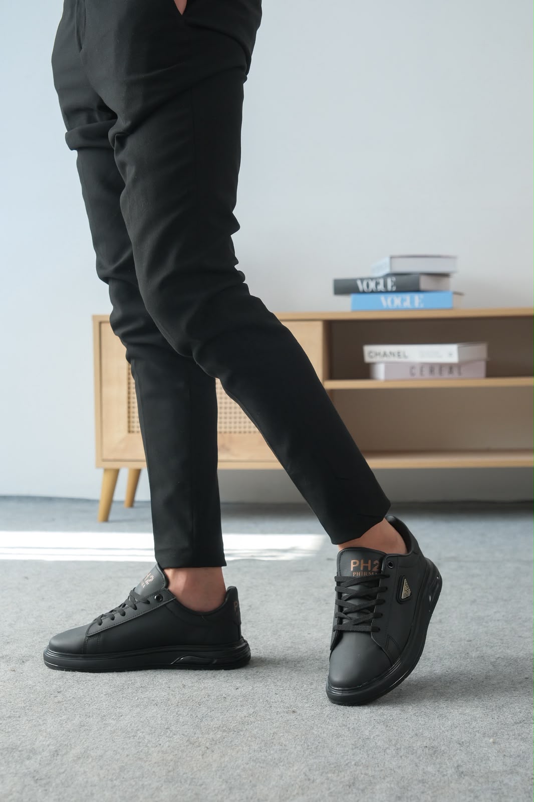 ZRK-PH2 Premium Yüksek Kalite Siyah Jel Taban Bağcıklı Günlük Erkek Sneakers