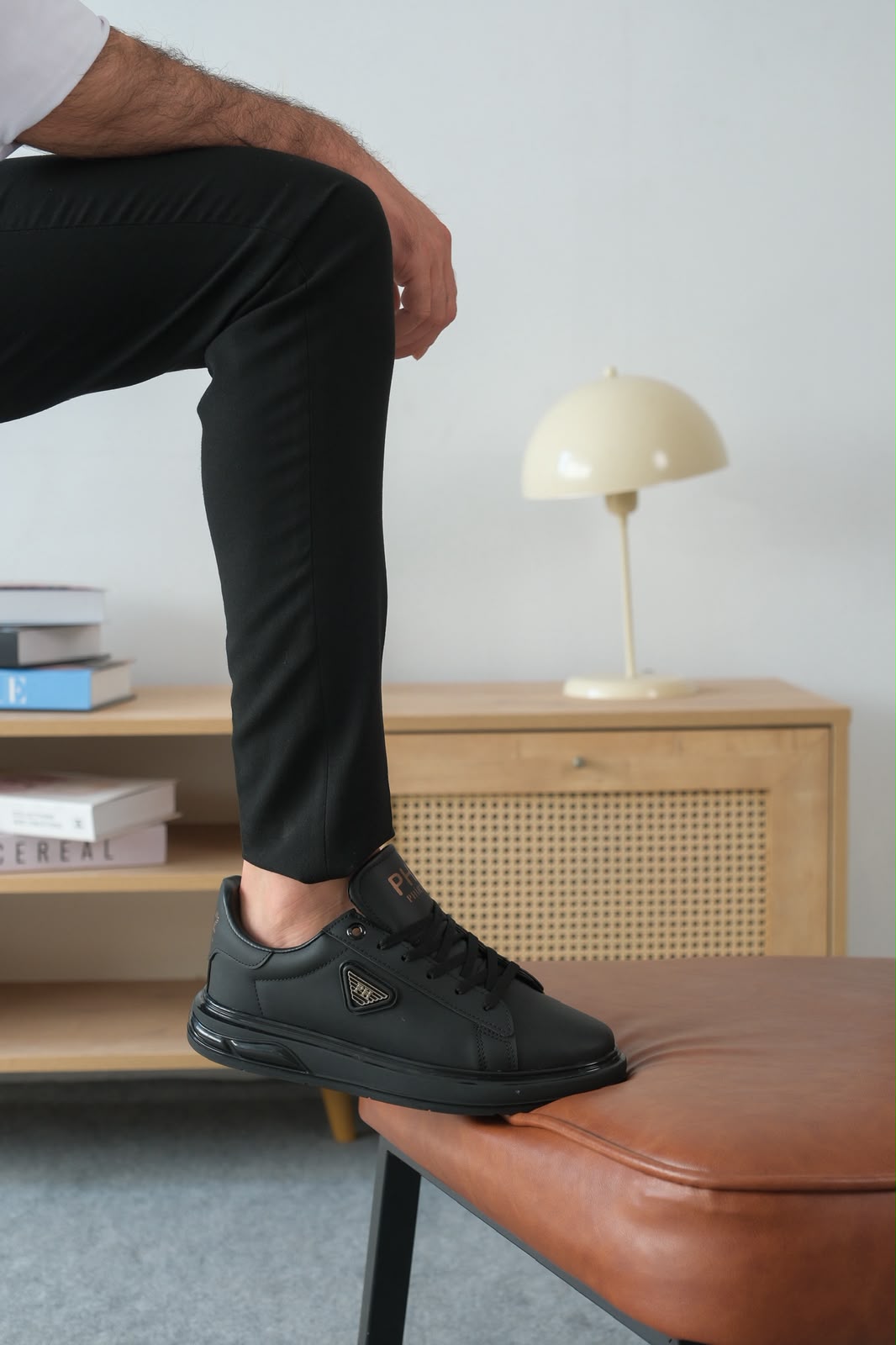 ZRK-PH2 Premium Yüksek Kalite Siyah Jel Taban Bağcıklı Günlük Erkek Sneakers
