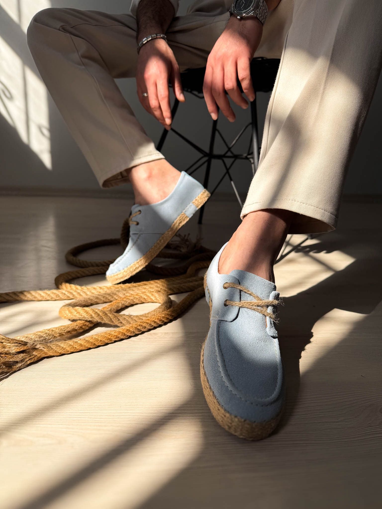 ZRK-T36 Premium Üst Kalite Bebe Mavi Klasik Erkek Espadril