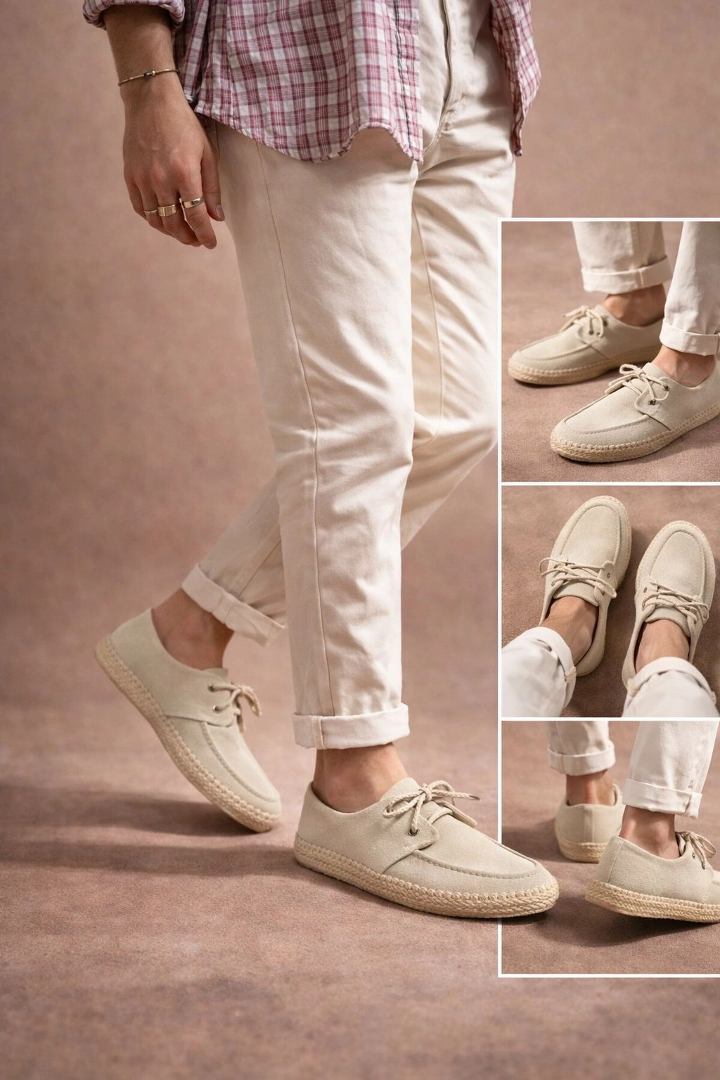 ZRK-T36 Premium Bej Klasik Erkek Espadril