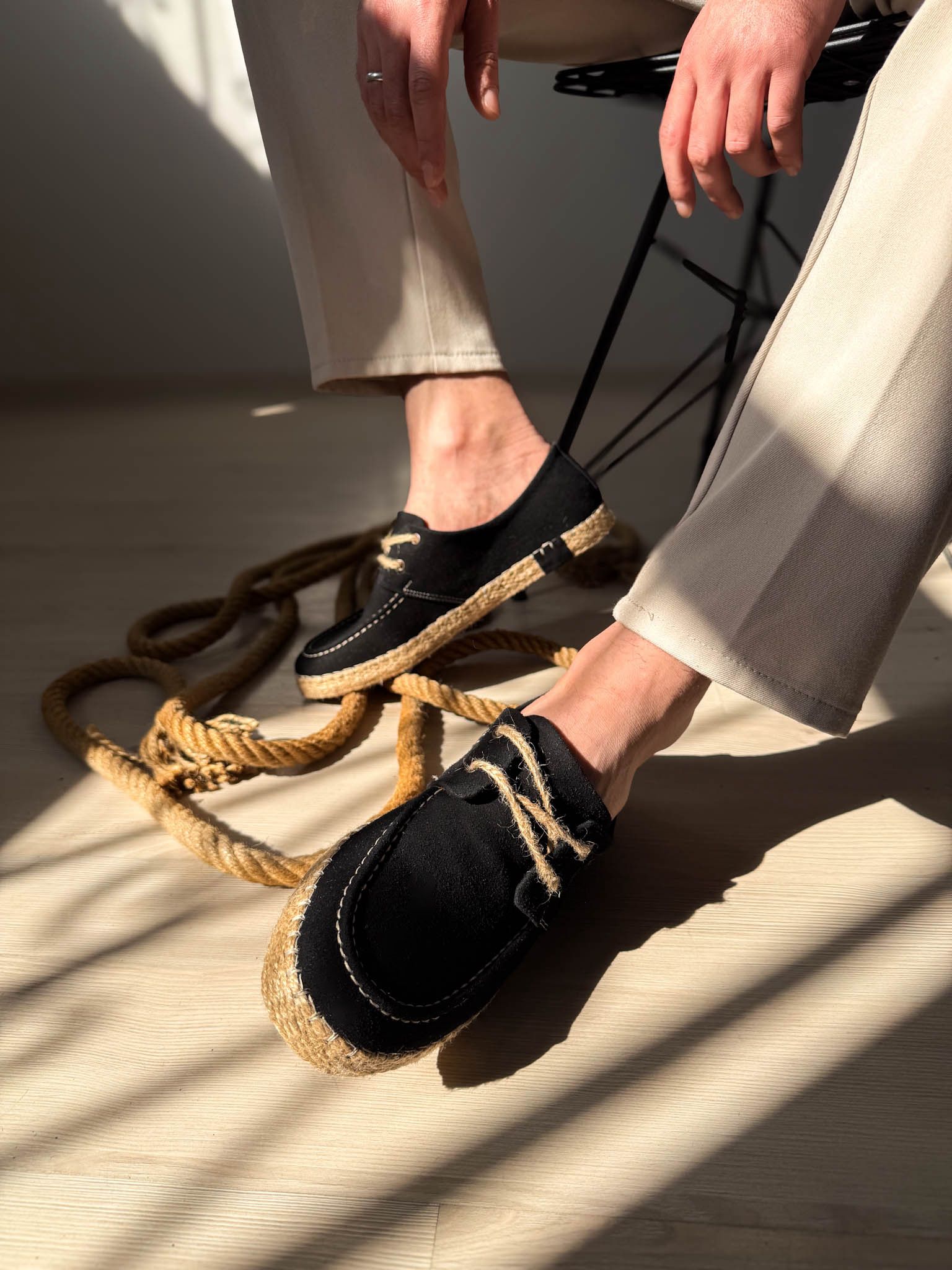 ZRK-T36 Premium Üst Kalite Siyah Klasik Erkek Espadril