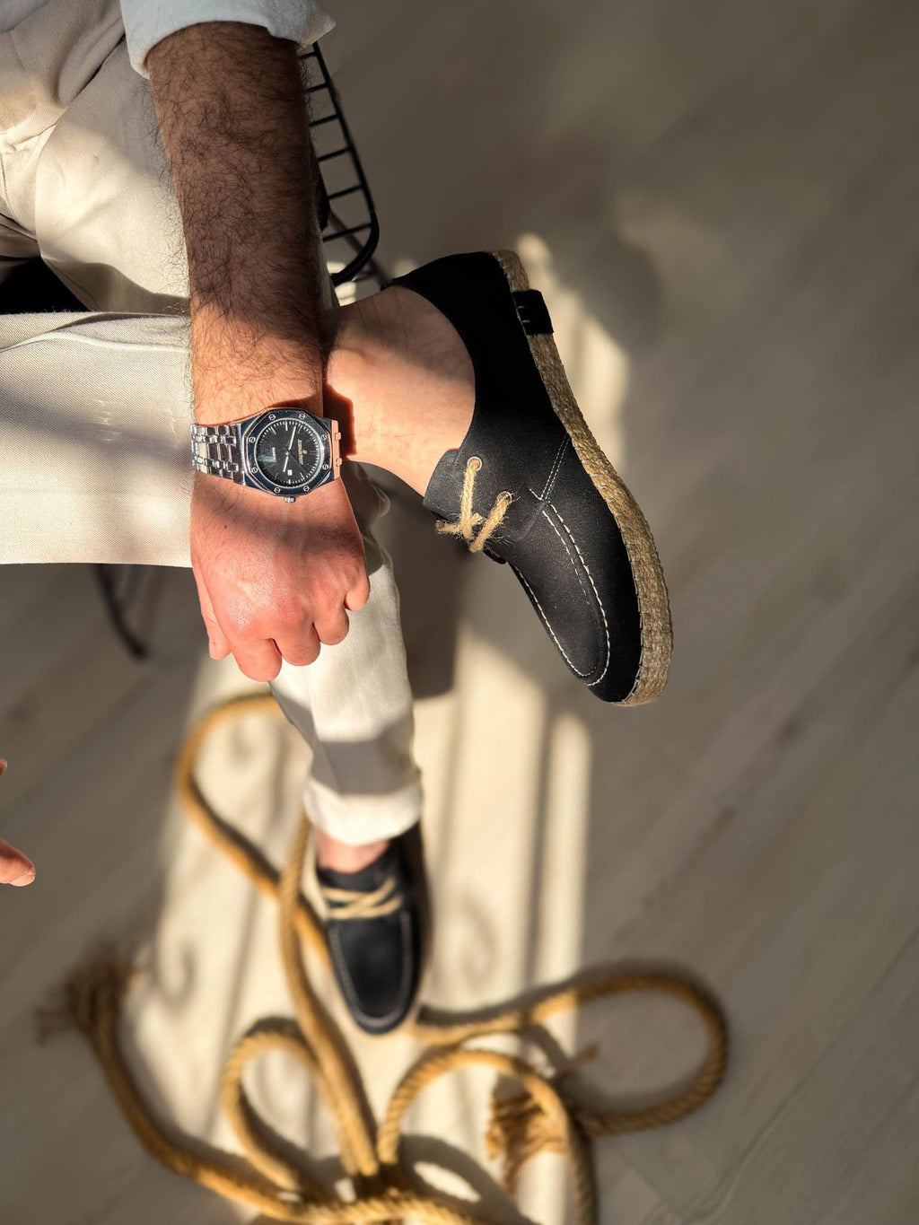 ZRK-T36 Premium Üst Kalite Siyah Klasik Erkek Espadril