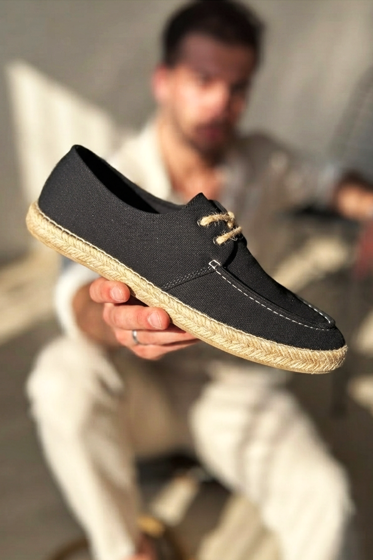 ZRK-T36 Premium Üst Kalite Siyah Klasik Erkek Espadril