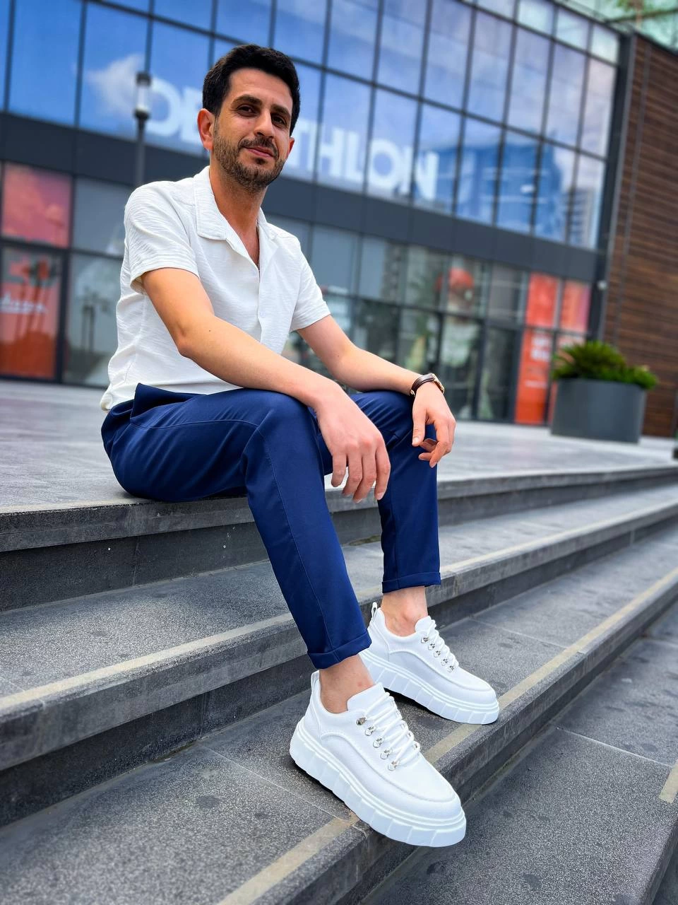 VortexX Premium Beyaz Yüksek Taban Günlük Spor Ayakkabı