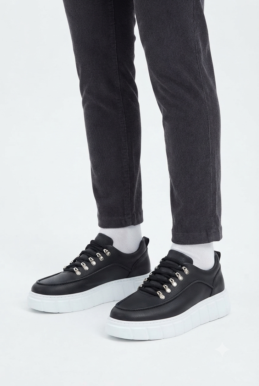 ZRK-X10 Yüksek Kalite Kalın Taban Siyah Beyaz Günlük Erkek Casual Ayakkabı