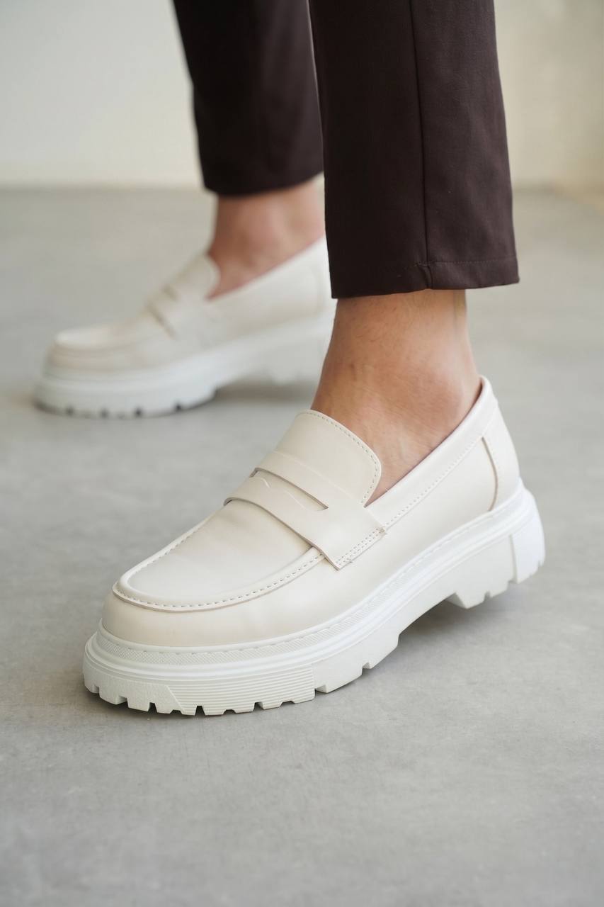 ZRK-X11 Premium Kalın Taban Bağcıksız Beyaz Erkek Loafer