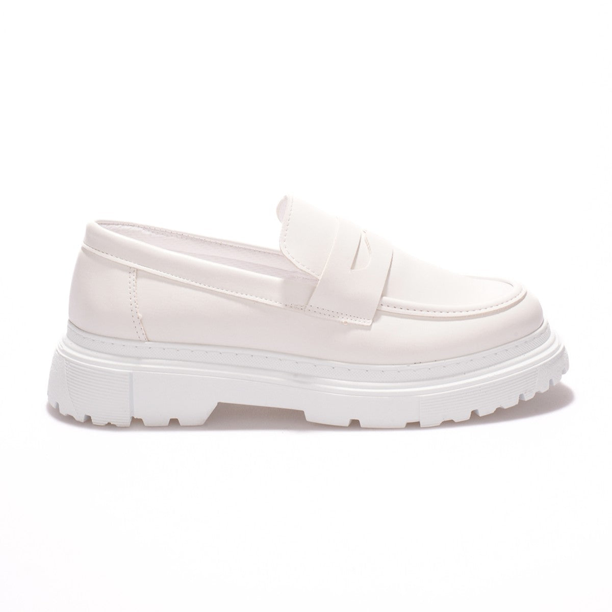 ZRK-X11 Premium Kalın Taban Bağcıksız Beyaz Erkek Loafer