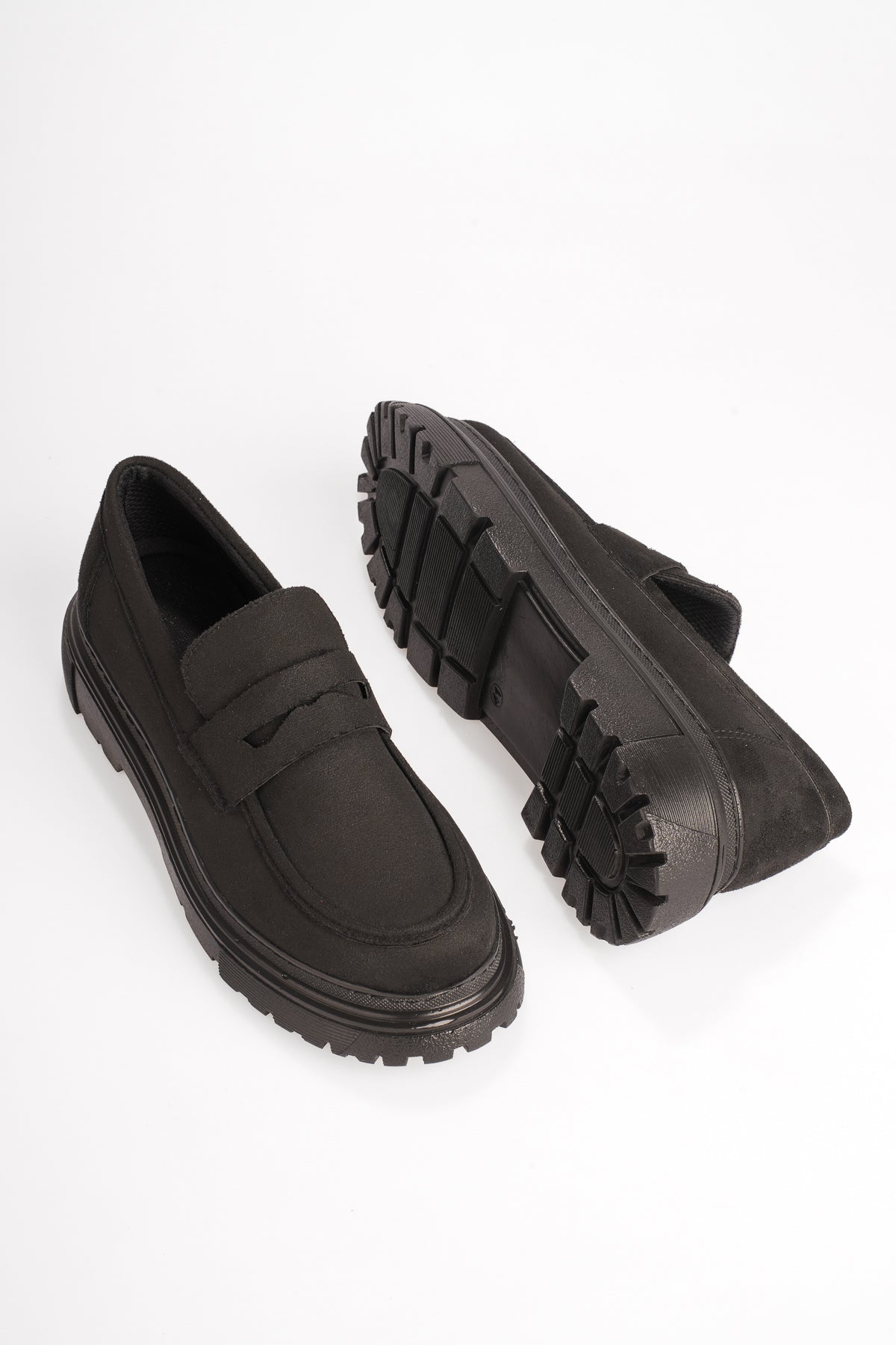 ZRK-X11 Premium Kalın Taban Bağcıksız Siyah Süet Erkek Loafer
