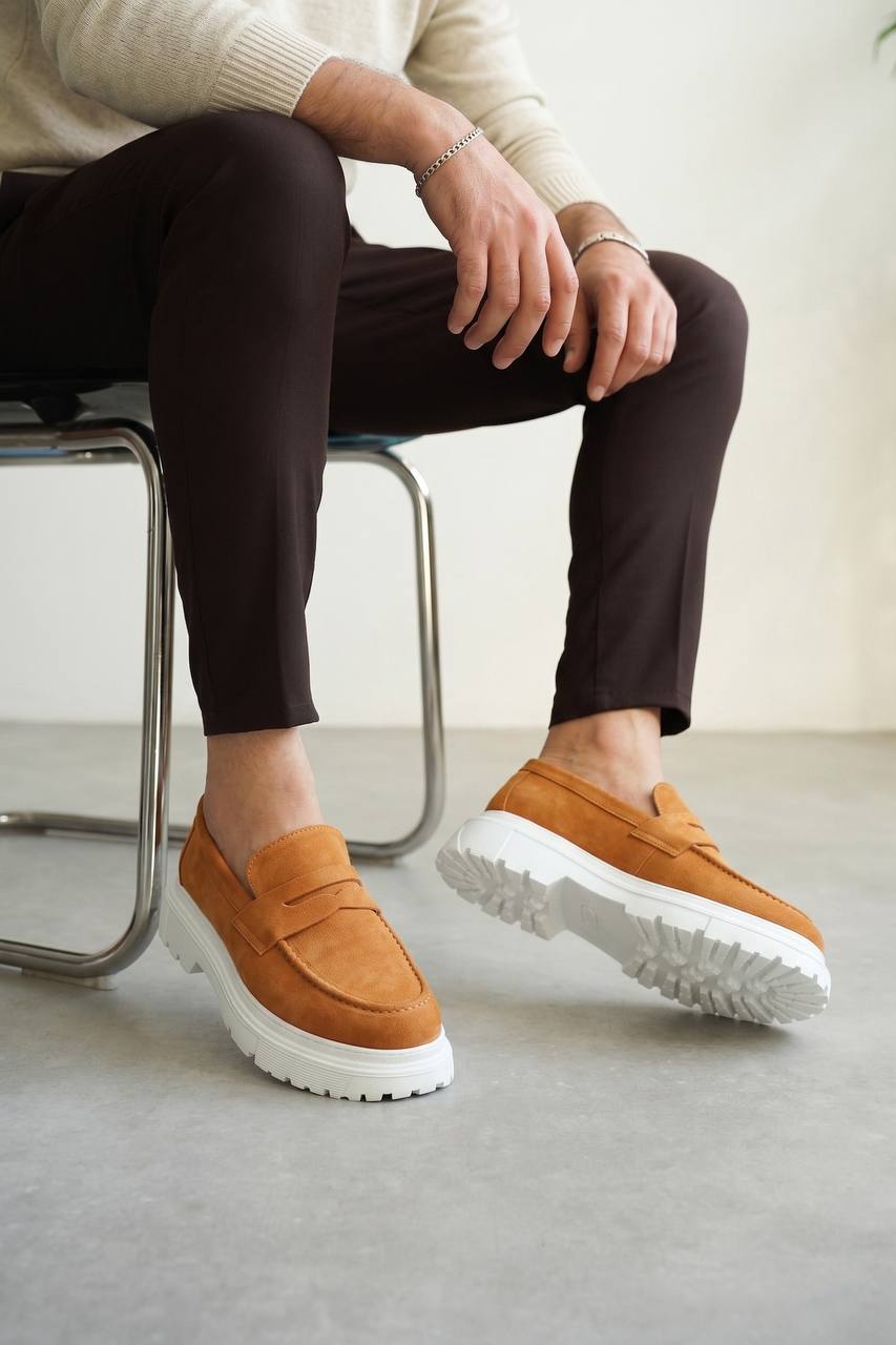 ZRK-X11 Premium Kalın Taban Bağcıksız Taba Süet Erkek Loafer