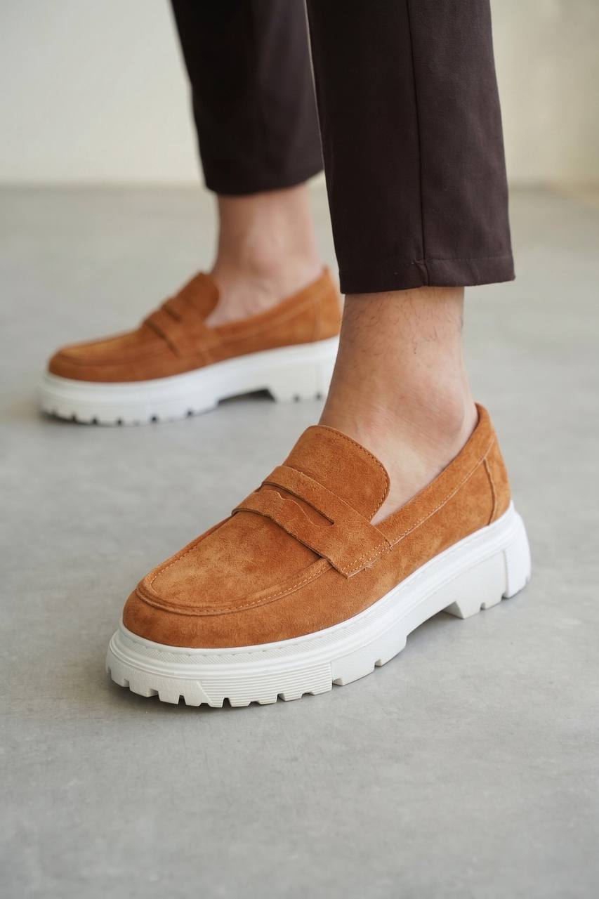ZRK-X11 Premium Kalın Taban Bağcıksız Taba Süet Erkek Loafer