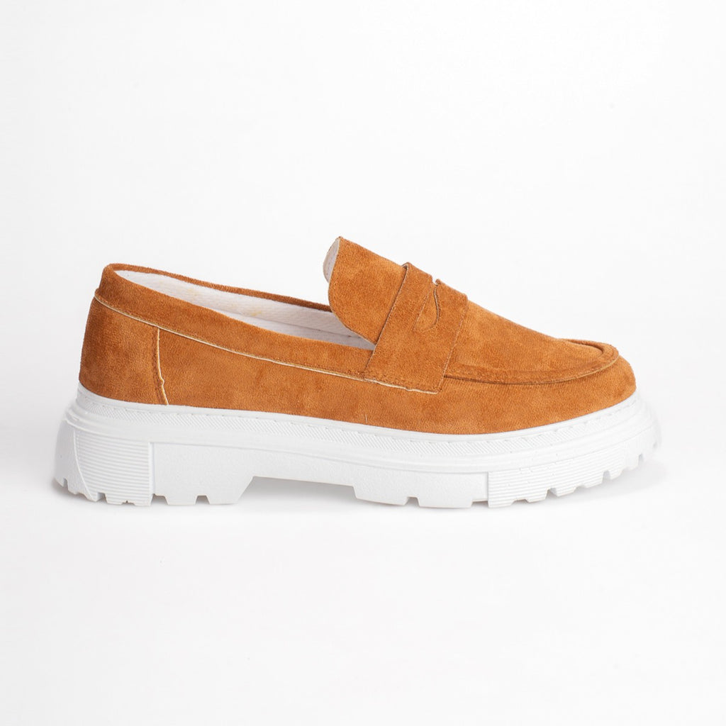 ZRK-X11 Premium Kalın Taban Bağcıksız Taba Süet Erkek Loafer