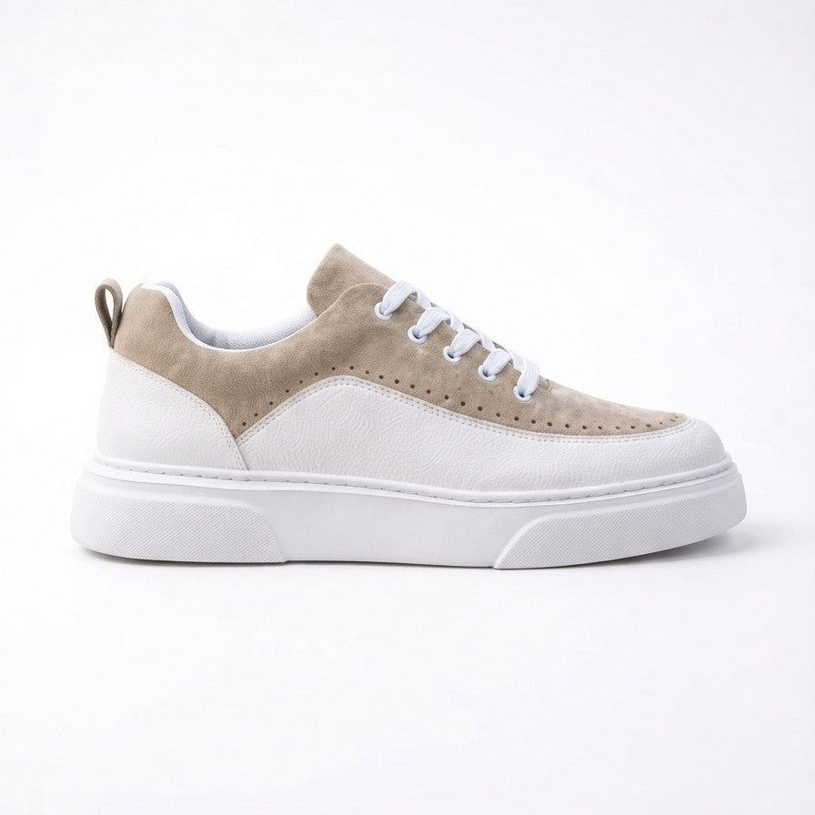 ZRK-X12X Yüksek Kalite Kalın Taban Beyaz Bej Günlük Erkek Sneaker