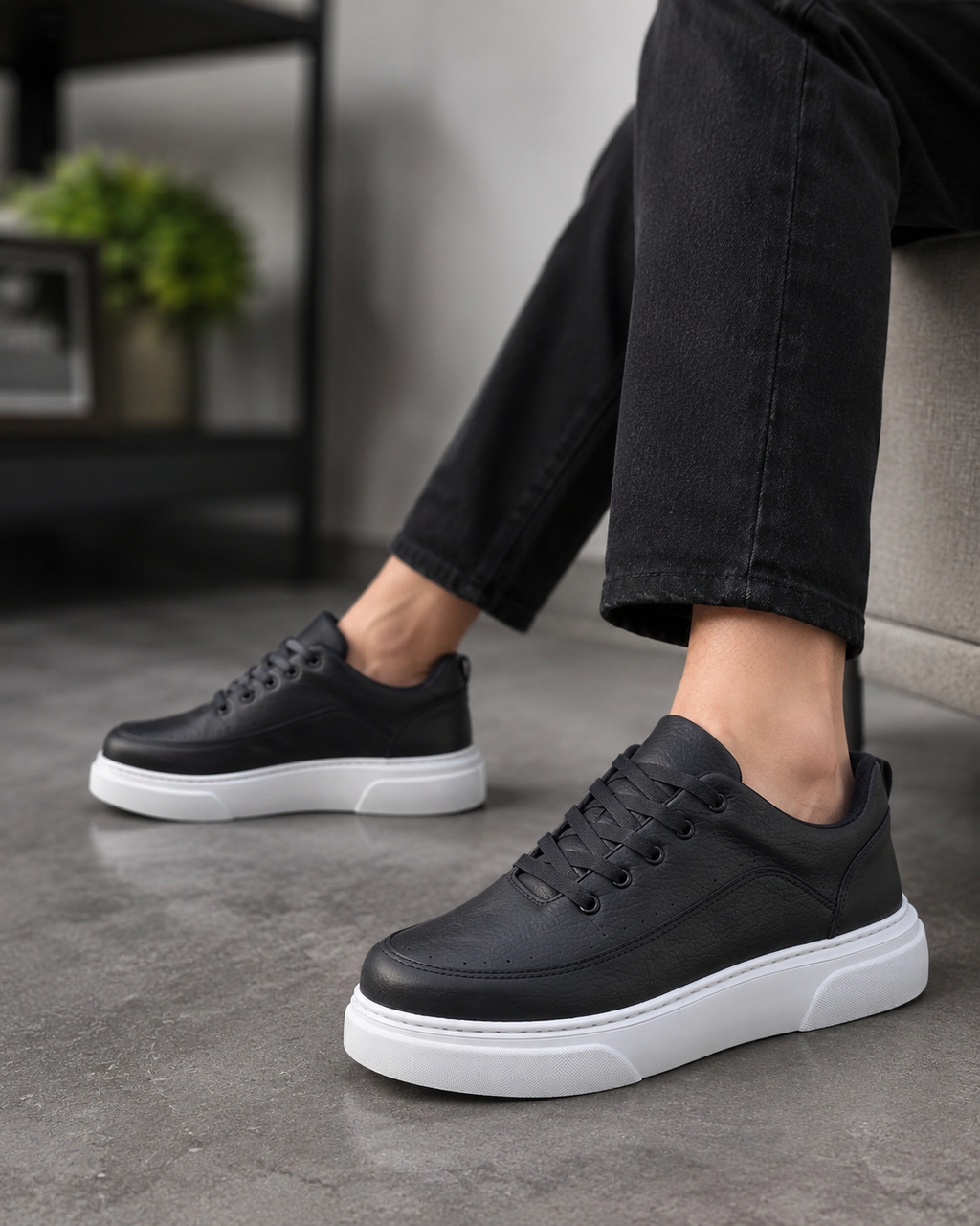 ZRK-X12X Yüksek Kalite Kalın Taban Siyah Beyaz Günlük Erkek Sneaker