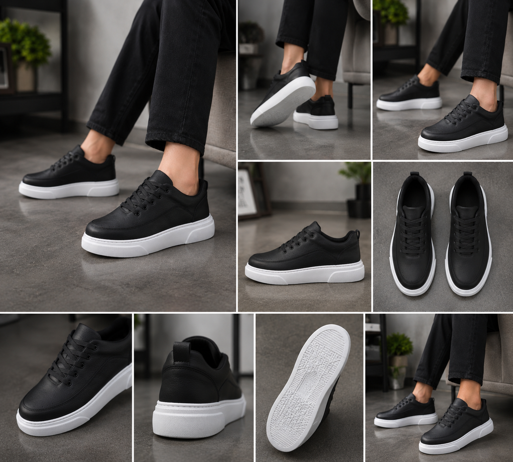 ZRK-X12X Yüksek Kalite Kalın Taban Siyah Beyaz Günlük Erkek Sneaker