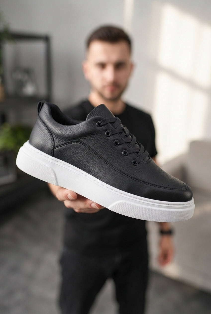 ZRK-X12X Yüksek Kalite Kalın Taban Siyah Beyaz Günlük Erkek Sneaker