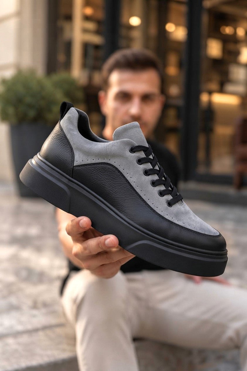 ZRK-X12X Yüksek Kalite Kalın Taban Siyah Gri Günlük Erkek Sneaker
