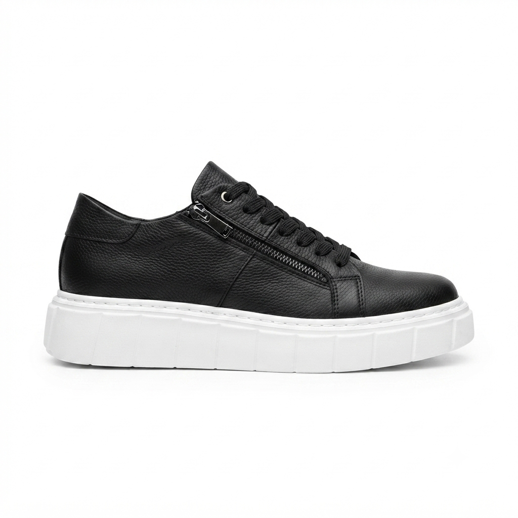 ZRK-X155 Premium Kalın Taban Siyah Beyaz Detaylı Günlük Erkek Ayakkabı