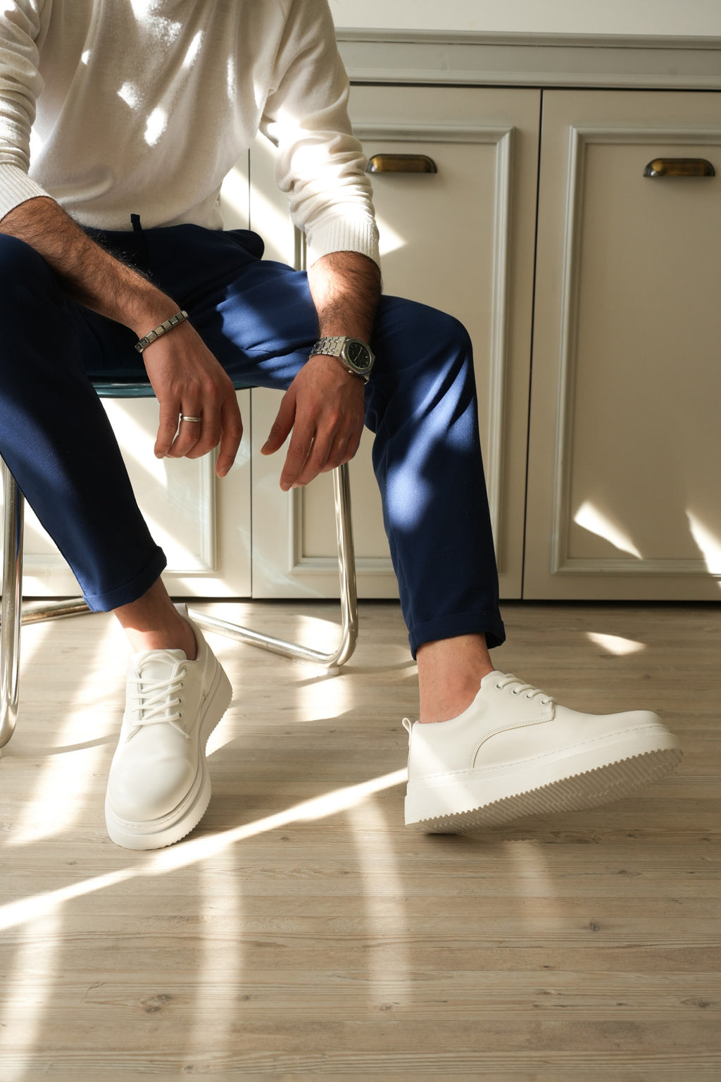 ZRK-X16 Yüksek Kalite Kalın Taban Beyaz Günlük Erkek Klasik Casual Ayakkabı