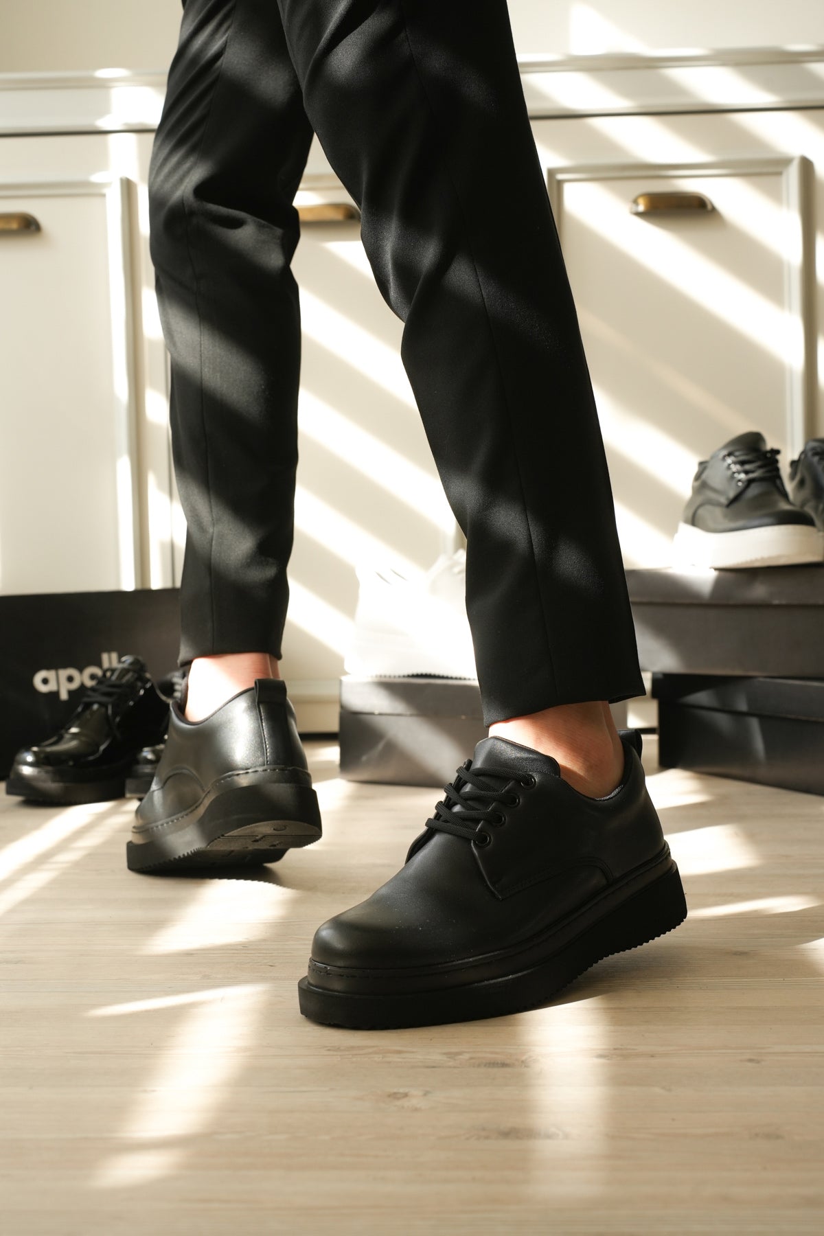 ZRK-X16 Yüksek Kalite Kalın Taban Siyah Günlük Erkek Klasik Casual Ayakkabı