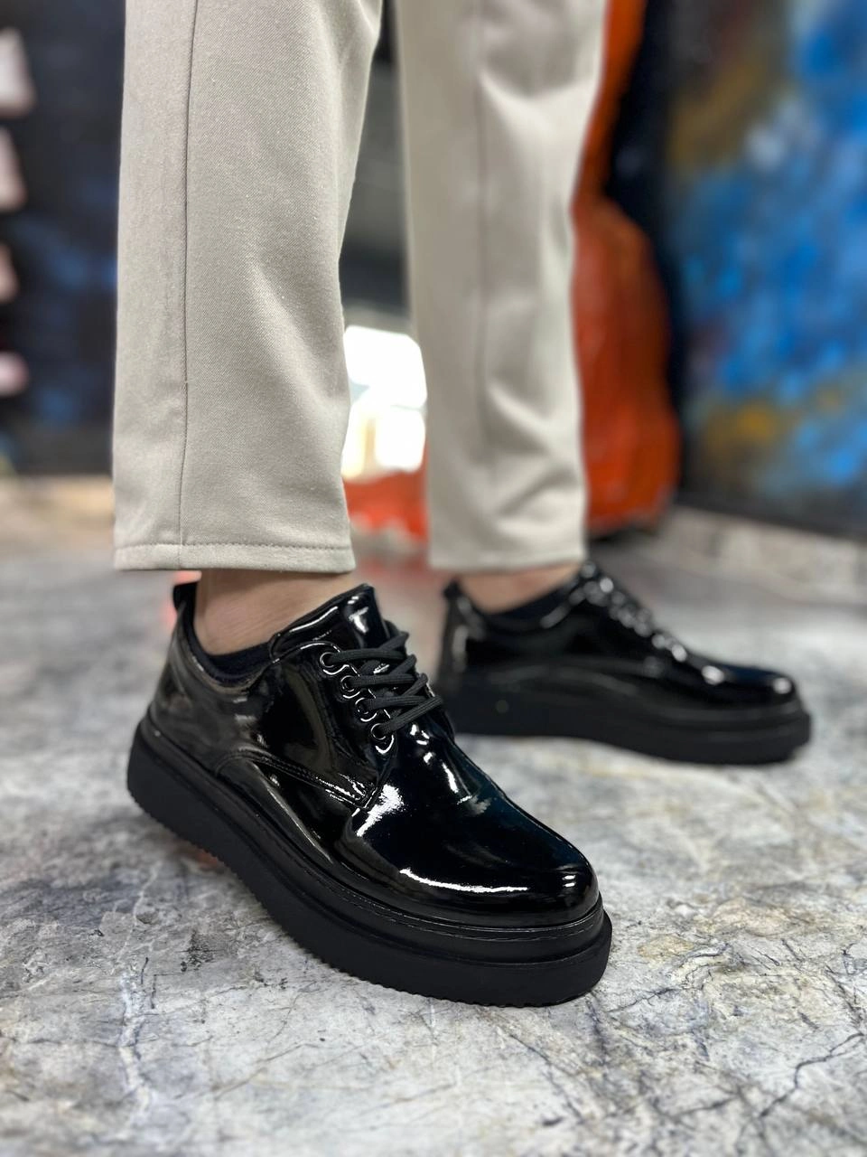 ZRK-X16 Premium Siyah Rugan Günlük Erkek Klasik Casual Ayakkabı