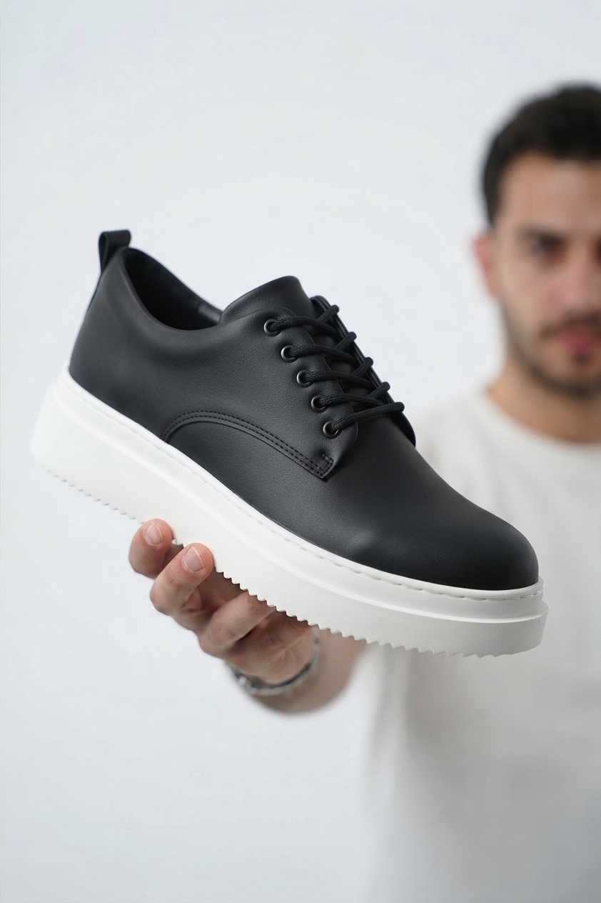 ZRK-X16 Yüksek Kalite Kalın Taban Siyah Beyaz Günlük Erkek Klasik Casual Ayakkabı
