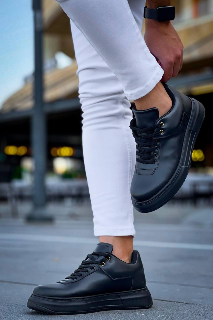 ZRN-X20 Premium Yüksek Taban Siyah Günlük Erkek Sneaker