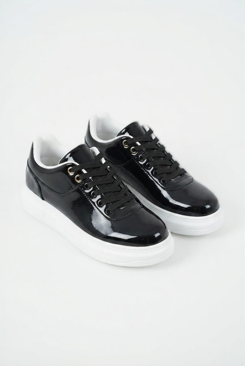 ZRK-X20 Yüksek Kalite Siyah Rugan Kalın Taban Erkek Sneaker