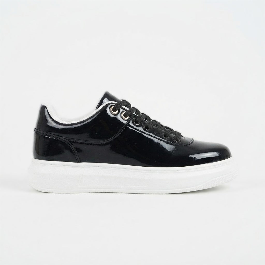 ZRK-X20 Yüksek Kalite Siyah Rugan Kalın Taban Erkek Sneaker