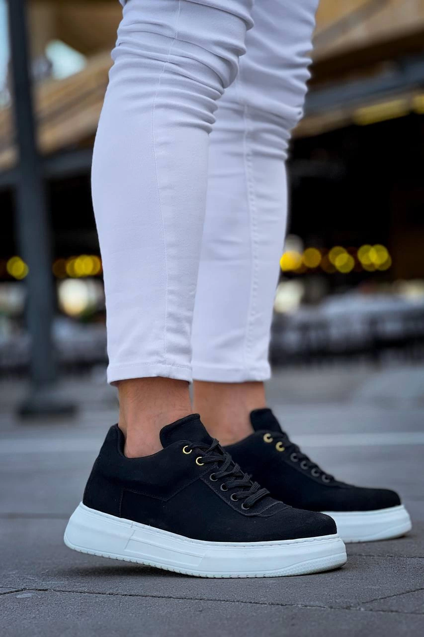 ZRN-X20 Premium Yüksek Taban Siyah Süet Günlük Erkek Sneaker
