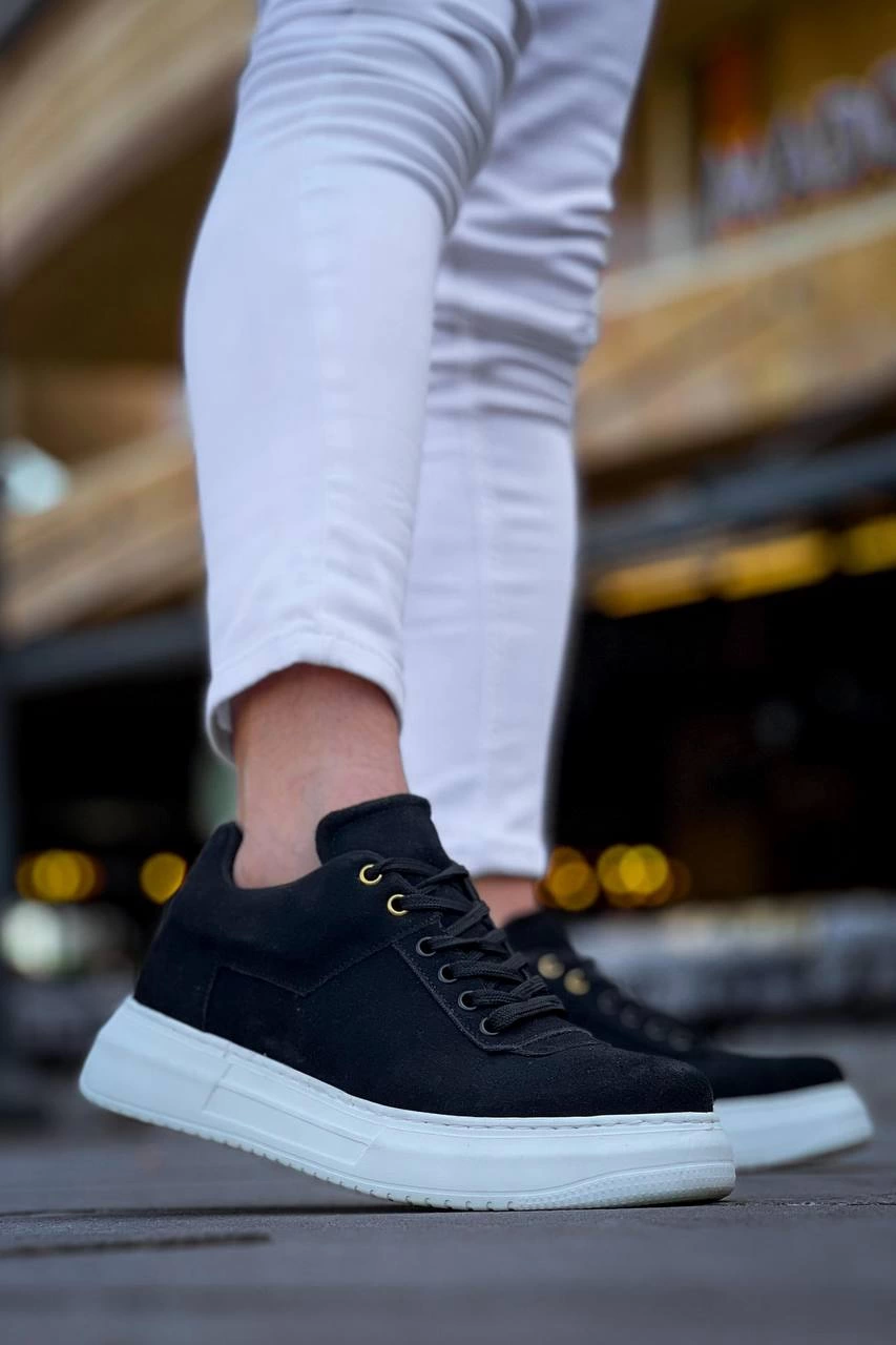 ZRN-X20 Premium Yüksek Taban Siyah Süet Günlük Erkek Sneaker