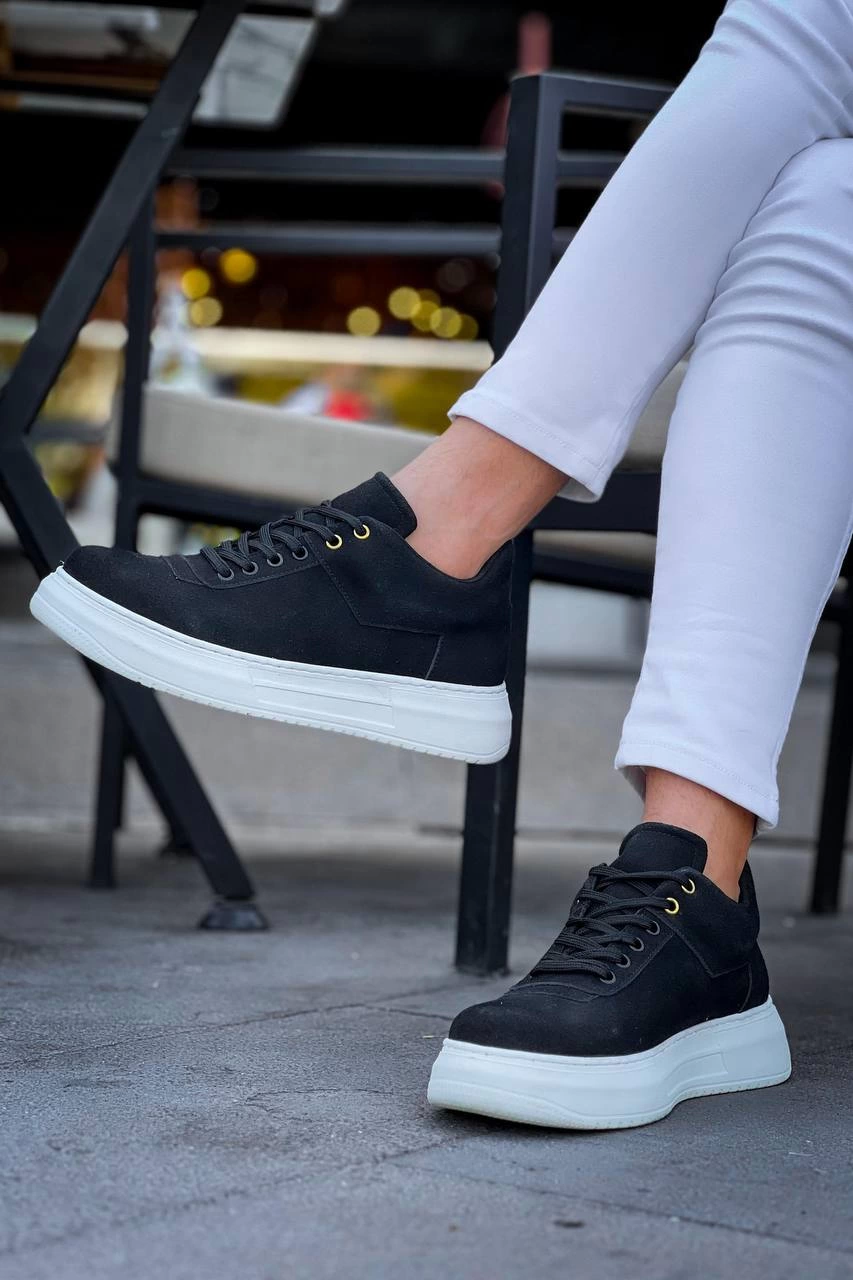 ZRN-X20 Premium Yüksek Taban Siyah Süet Günlük Erkek Sneaker