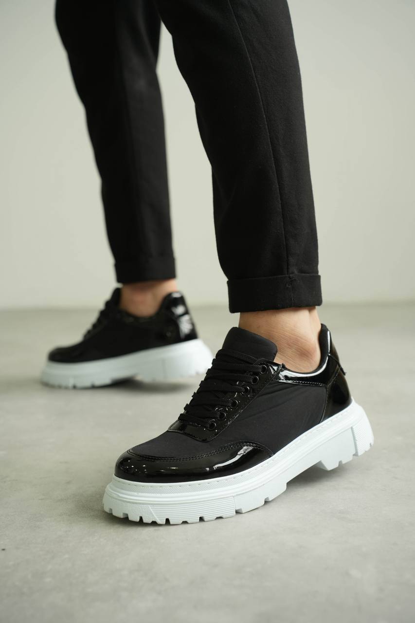 ZRK-X201 High Quality Black and White Patent Leather Parachute Daily Casual Classic Men's Shoes