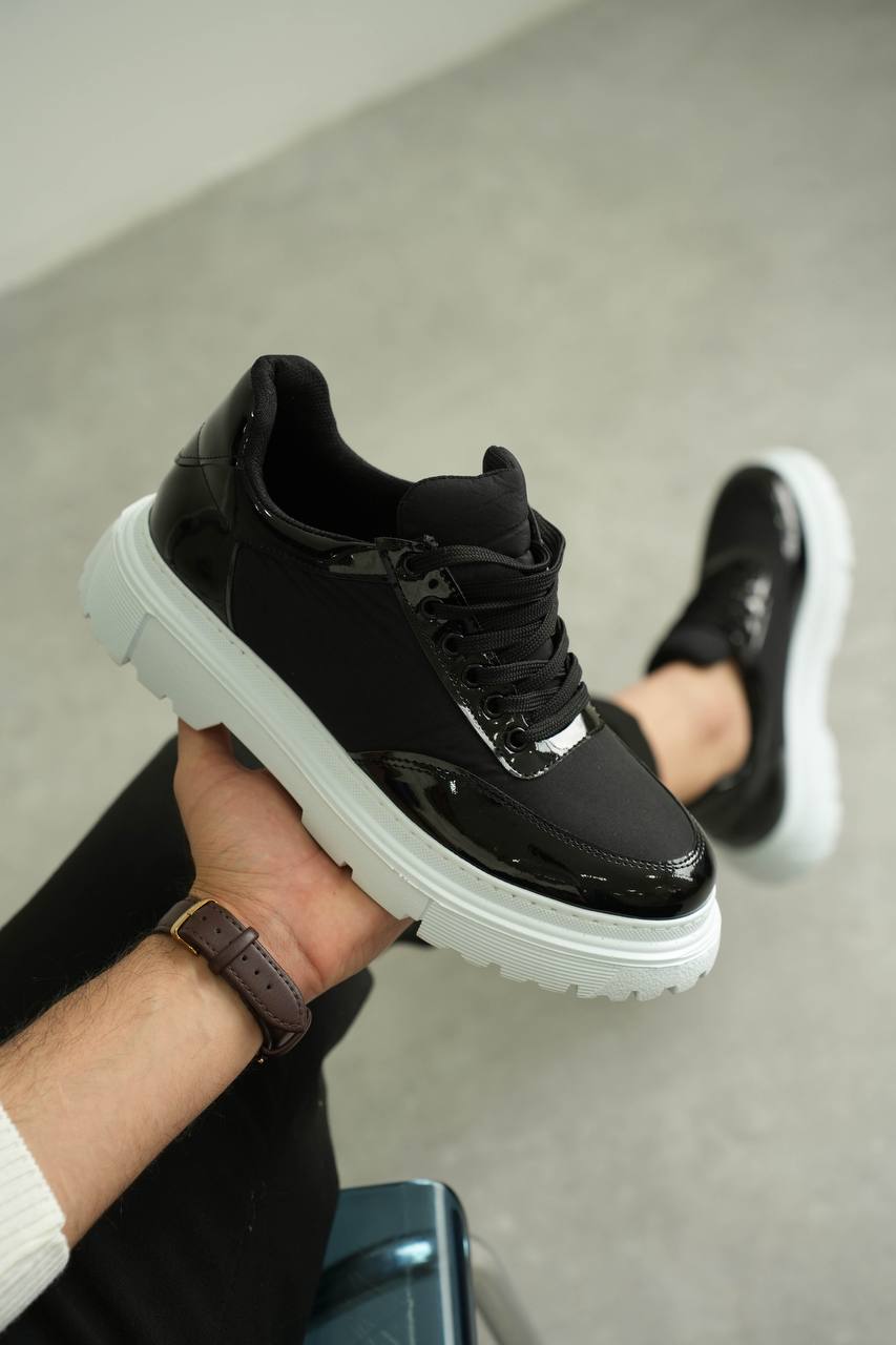 ZRK-X201 High Quality Black and White Patent Leather Parachute Daily Casual Classic Men's Shoes