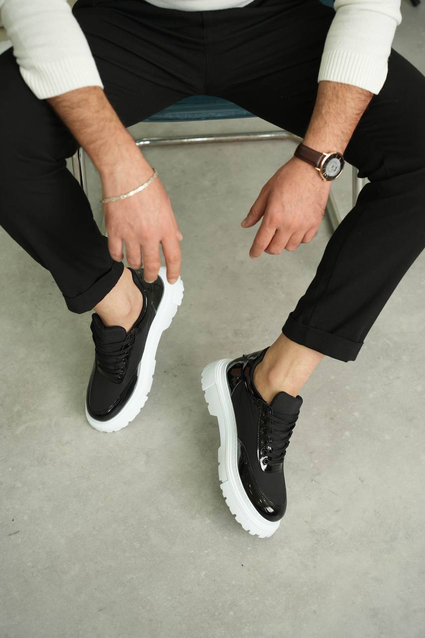 ZRK-X201 High Quality Black and White Patent Leather Parachute Daily Casual Classic Men's Shoes