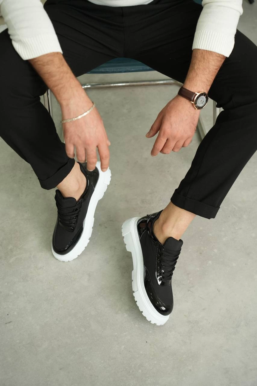 ZRK-X201 Premium Siyah Beyaz Rugan Paraşüt Günlük Casual Erkek Ayakkabı