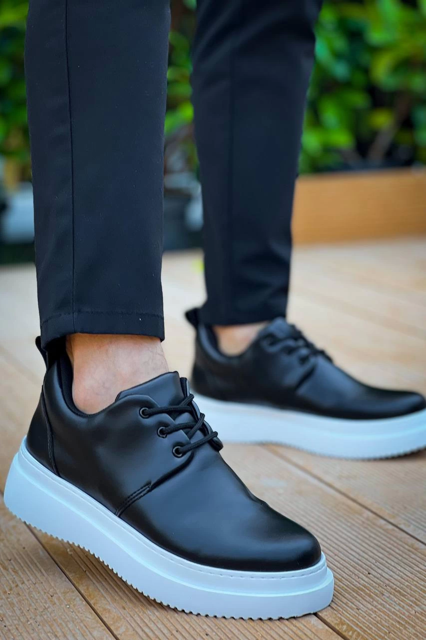 ZR-X3 Siyah Beyaz Bağcıklı Günlük Erkek Casual Ayakkabı