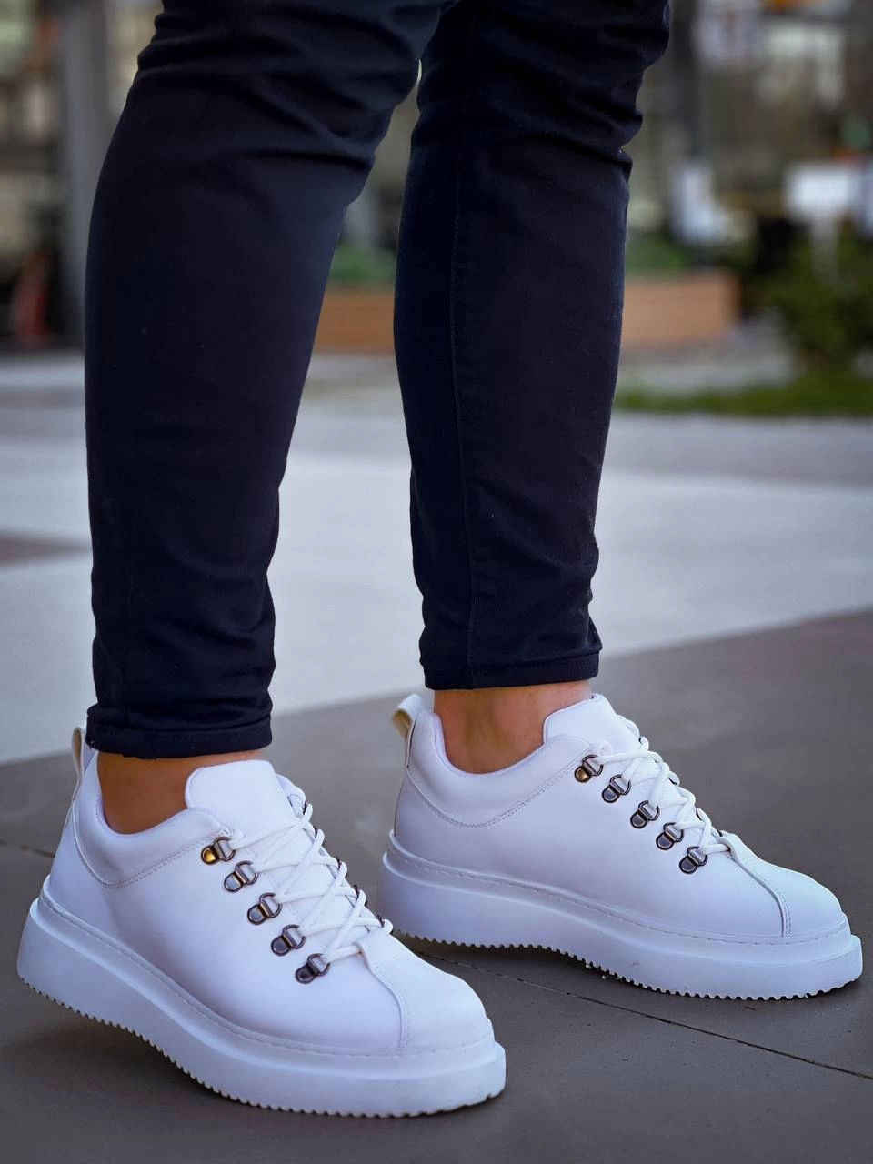 ZRK-X4 Beyaz Yüksek Taban Bağcıklı Günlük Erkek Sneaker