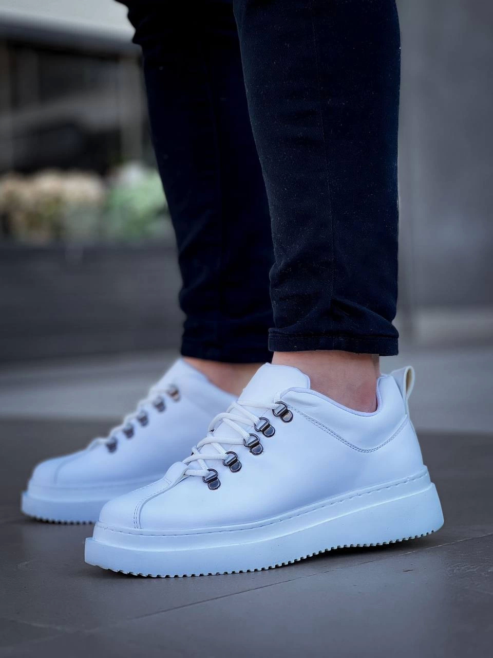 ZRK-X4 Beyaz Yüksek Taban Bağcıklı Günlük Erkek Sneaker