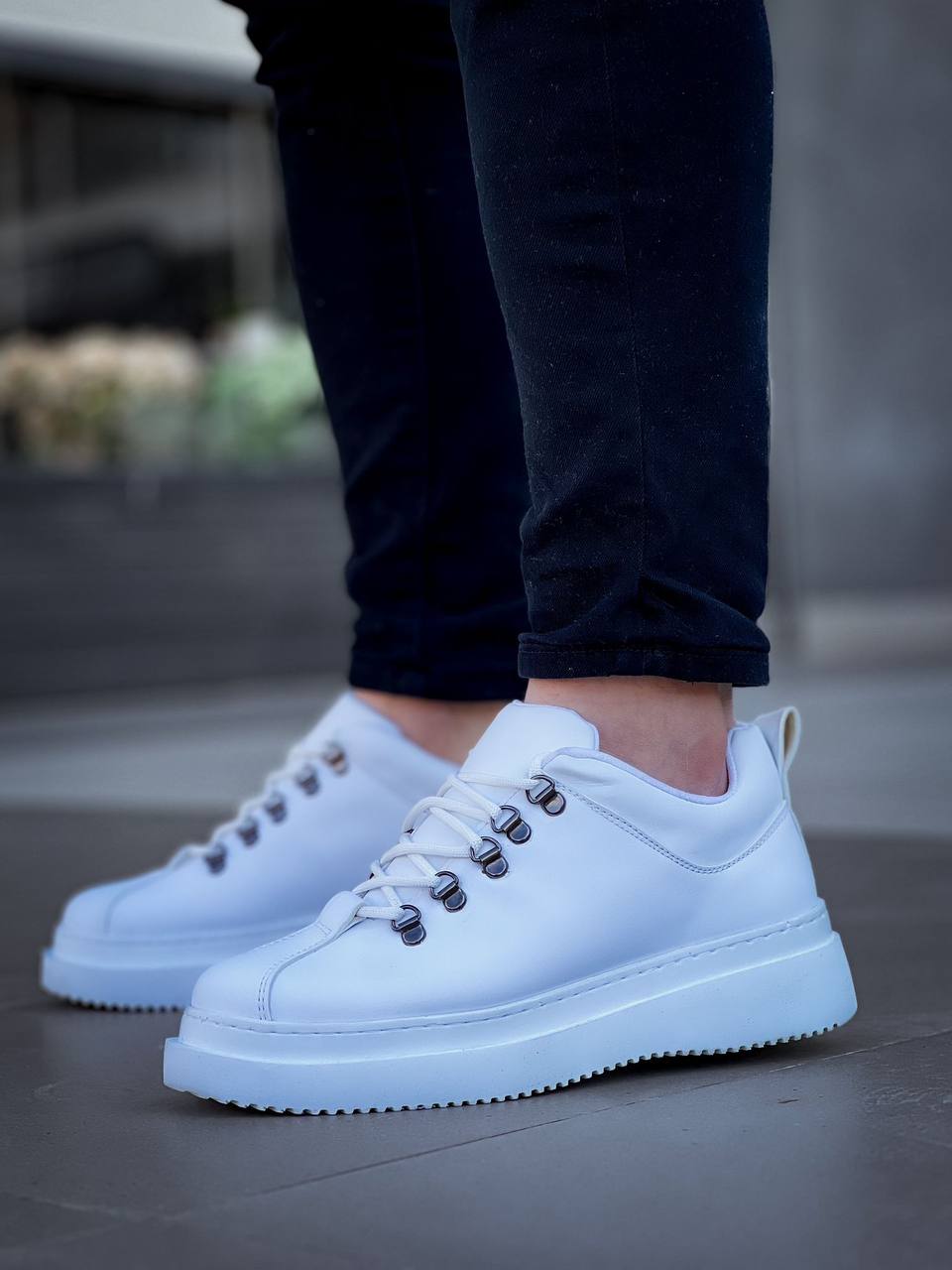 ZRK-X4X Yüksek Kalite Kalın Taban Beyaz Bağcıklı Günlük Erkek Sneakers