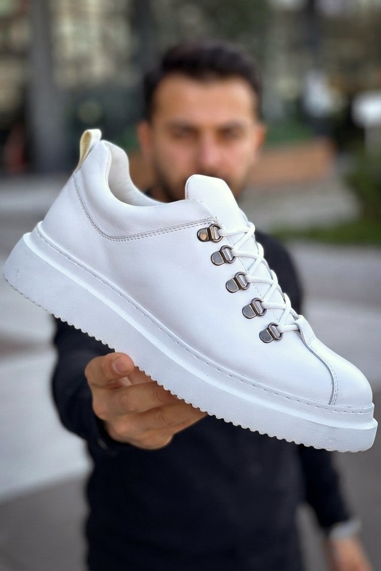 ZRK-X4X Yüksek Kalite Kalın Taban Beyaz Bağcıklı Günlük Erkek Sneakers
