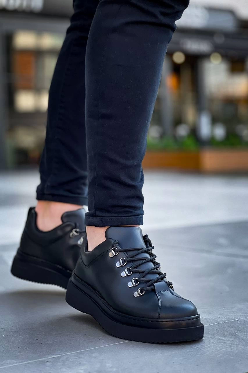 ZRK-X4 Siyah Yüksek Taban Bağcıklı Günlük Erkek Sneaker