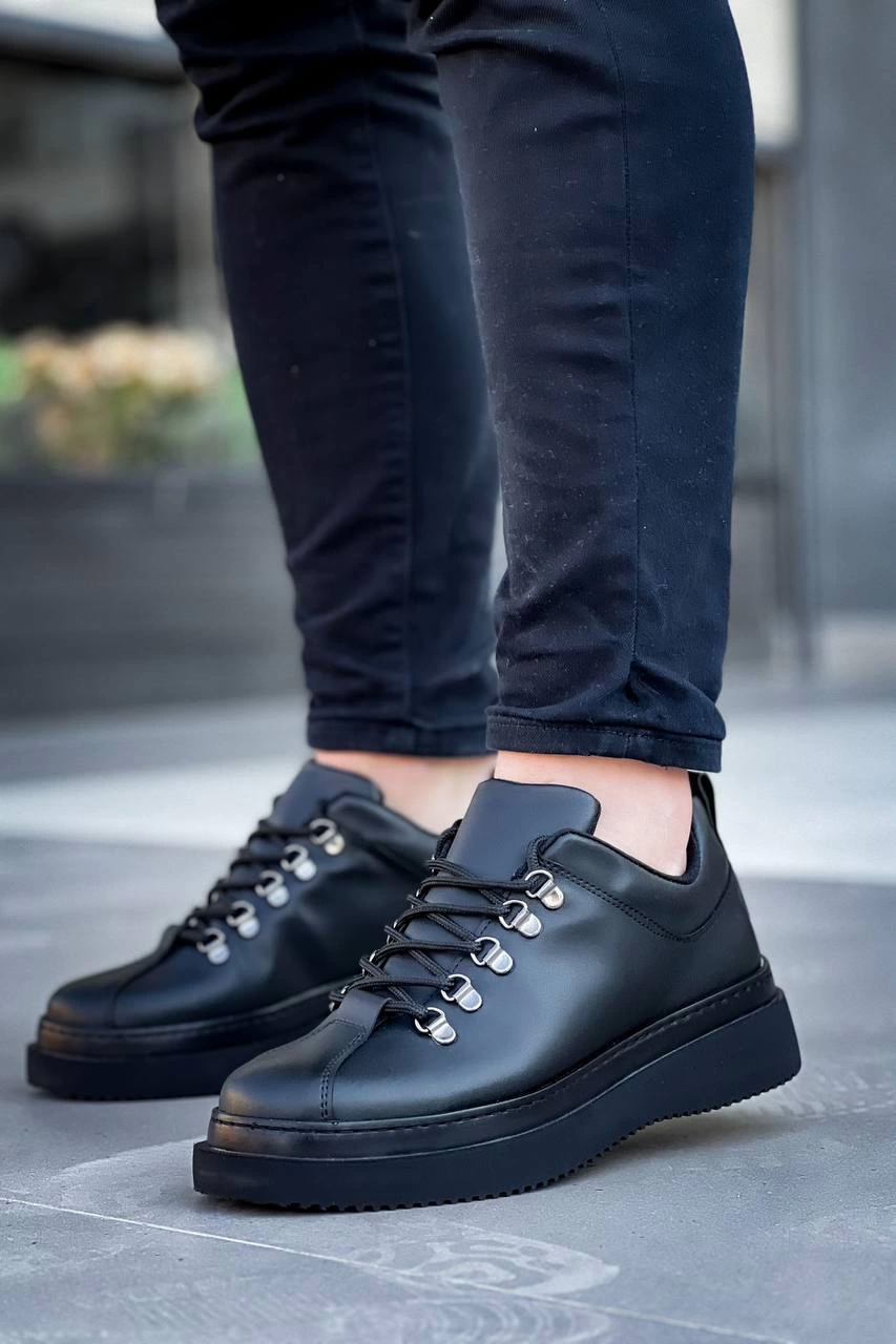 ZRK-X4 Siyah Yüksek Taban Bağcıklı Günlük Erkek Sneaker