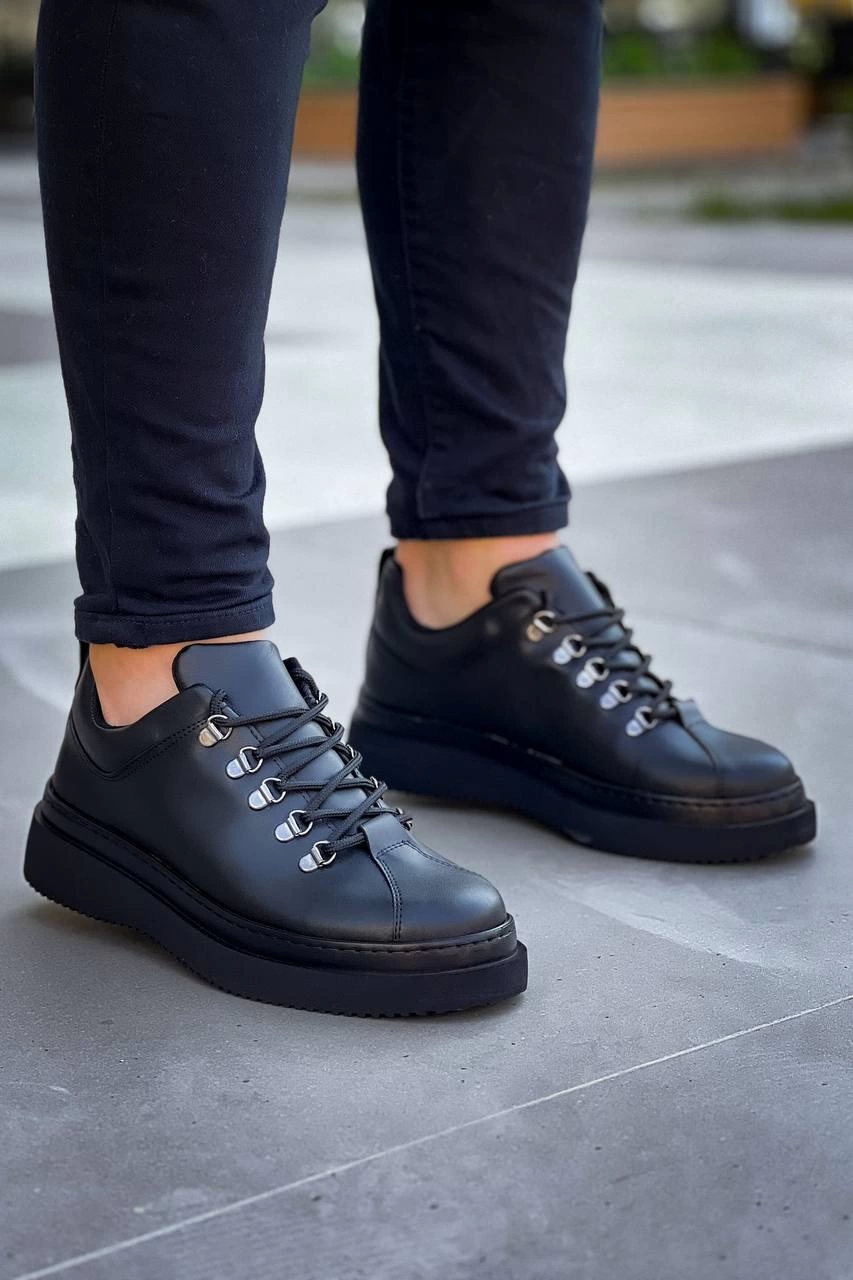 ZRK-X4 Siyah Yüksek Taban Bağcıklı Günlük Erkek Sneaker
