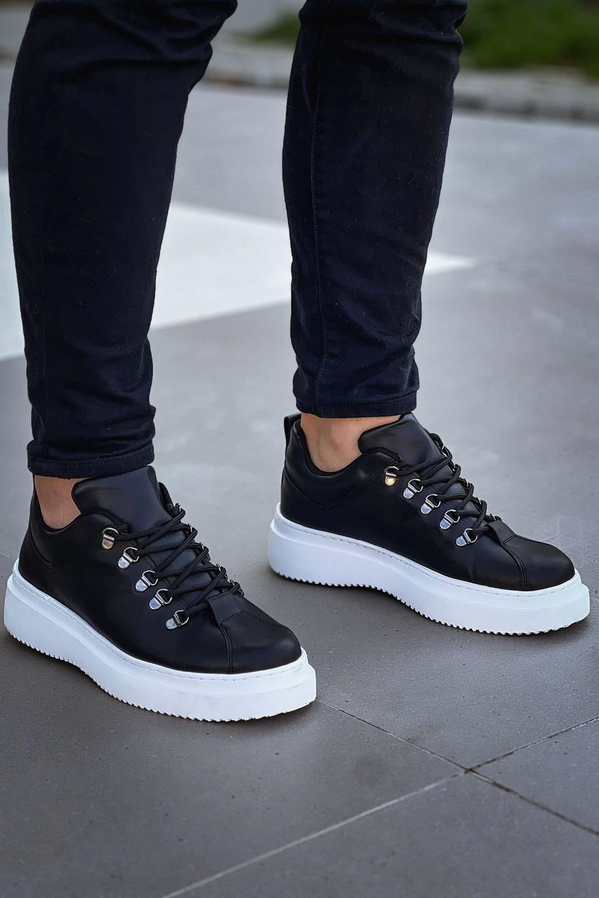 ZRK-X4 Siyah Beyaz Yüksek Taban Bağcıklı Günlük Erkek Sneaker
